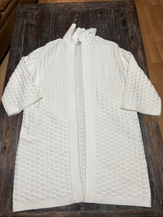 Cuddle Knit Tops - Vintage Cuddle Knit Women's Cream Textured Open-Front Knit Cardigan